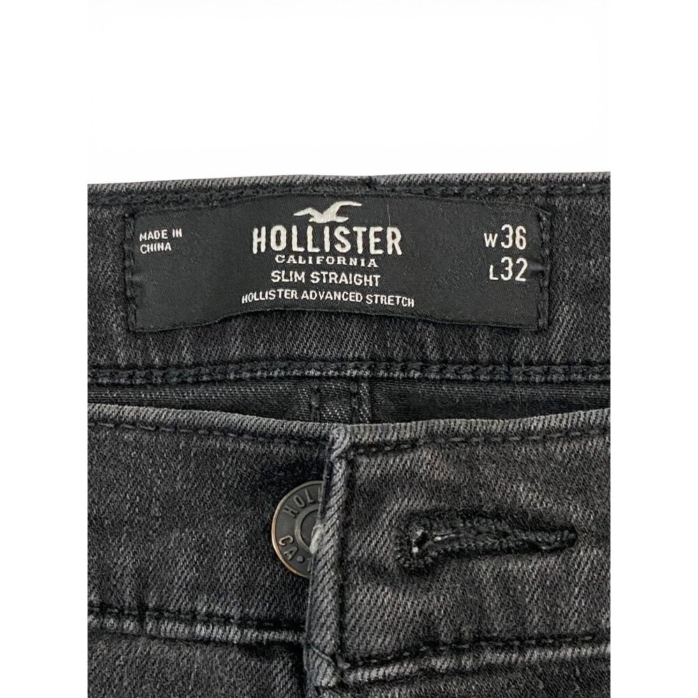 Hollister Slim Straight Mens Black Jeans Size W36 L32 Advanced Stretch - Picture 4 of 8
